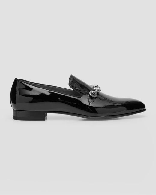 Christian Louboutin Black Equiswing Patent Bit Loafers for men