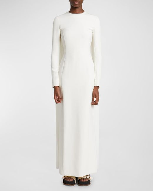 Gabriela Hearst White Carlota Long-Sleeve Cape Gown
