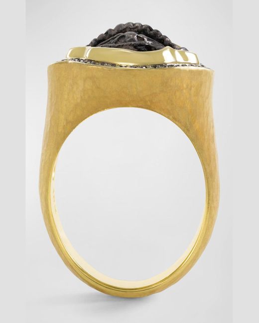 Jorge Adeler Metallic 18K Theatre Mask Coin And Diamond Ring for men