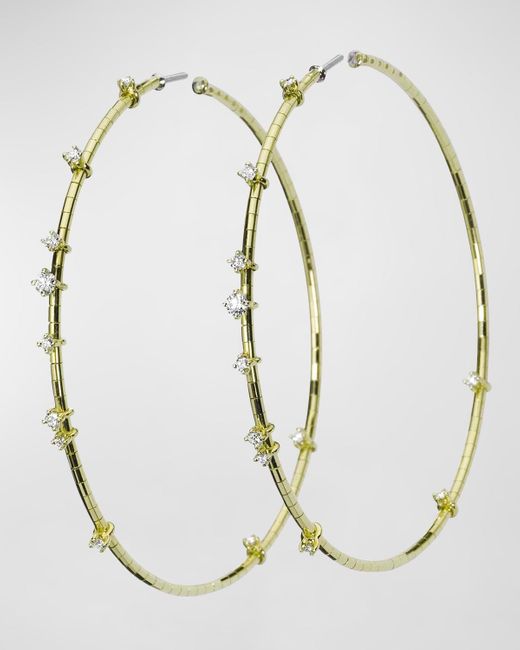 Mattia Cielo White 18k Yellow Gold Diamond Hoop Earrings