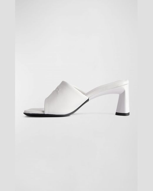 Balenciaga White Dutyfree Leather Logo Mule Sandals