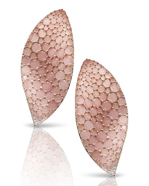 Pasquale Bruni Lakshmi 18k Rose Gold Pink Chalcedony Earrings With Diamonds