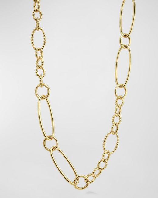 Lagos Metallic 18k Gold Caviar Fluted & Smooth Chainlink Necklace