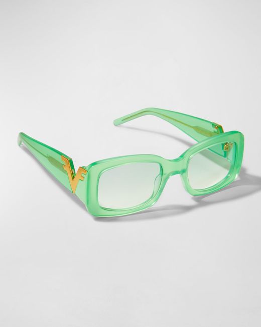 Vintage Frames Company Green Vf Godfather V-Décor Rectangle Sunglasses for men
