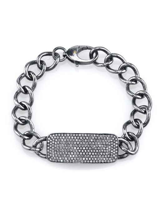 Sheryl Lowe Metallic Curb Chain Bracelet With Diamonds