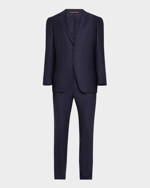 Canali Blue Tonal Stripe 130S Wool Suit for men