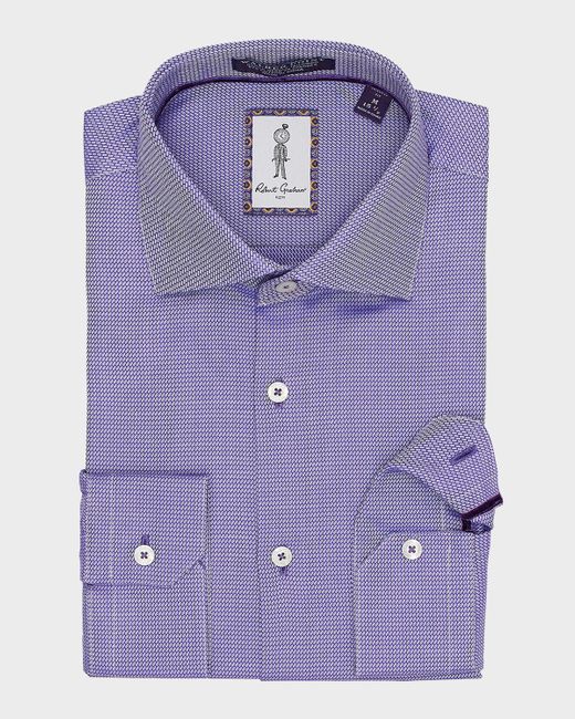 Robert Graham Purple Roscoe Mini-print Dress Shirt for men