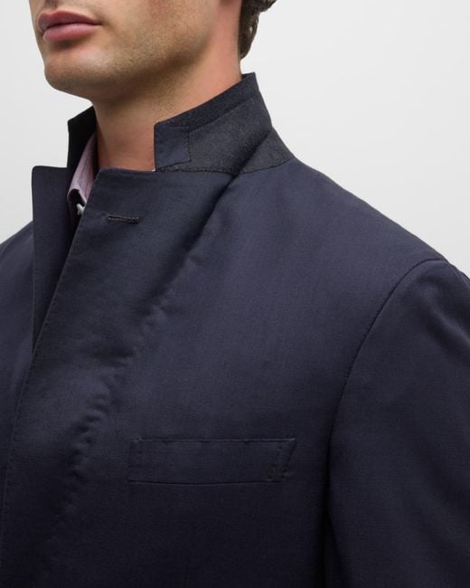 Brioni Blue Apos;S Solid Wool-Silk Blazer for men
