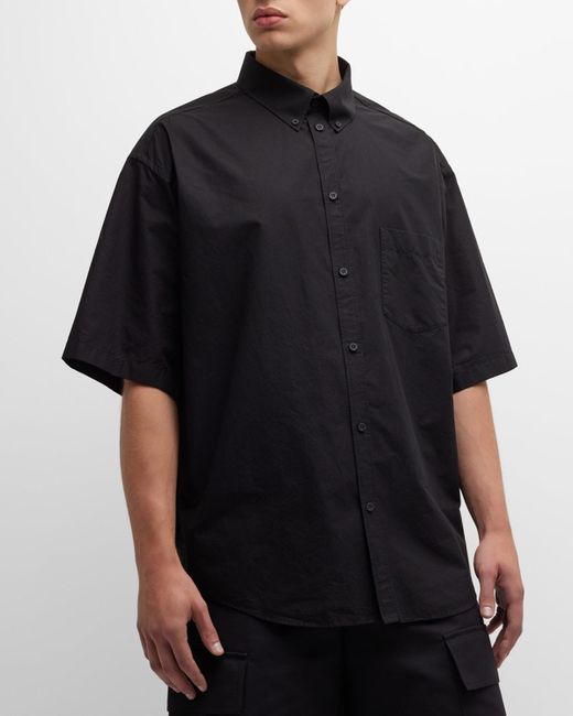 Balenciaga Black Crypto Short Sleeve Shirt Large Fit for men