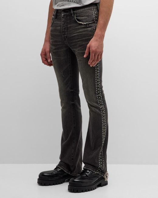 Purple Black Jeans With Crystals for men