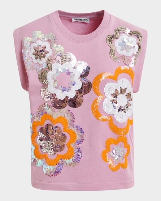 Essentiel Antwerp Pink Hitalian Sequined Sleeveless Sweatshirt