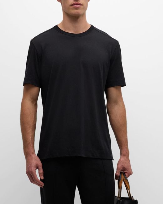 Zegna Black Pure Cotton Crewneck T-Shirt for men