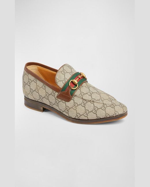 Gucci White GG 15mm Canvas Loafers for men