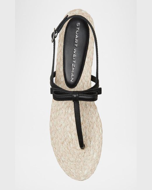 Stuart Weitzman White Felicity Leather Bow Espadrille Sandals