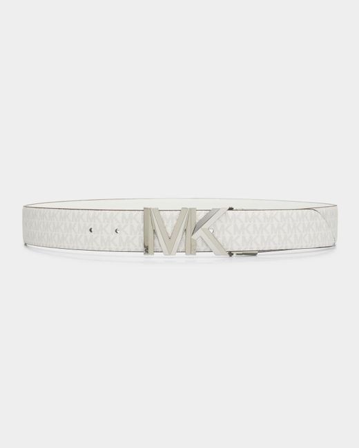 Michael Kors Multicolor Mk Logo Reversible Black Leather Belt