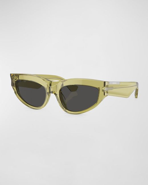 Burberry Green Beveled Acetate & Plastic Cat-eye Sunglasses