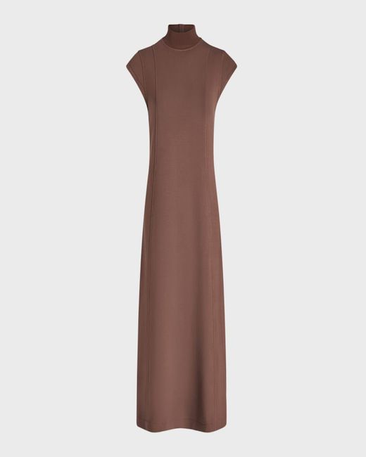 Varley Brown Taunton Mock-Neck Midi Dress