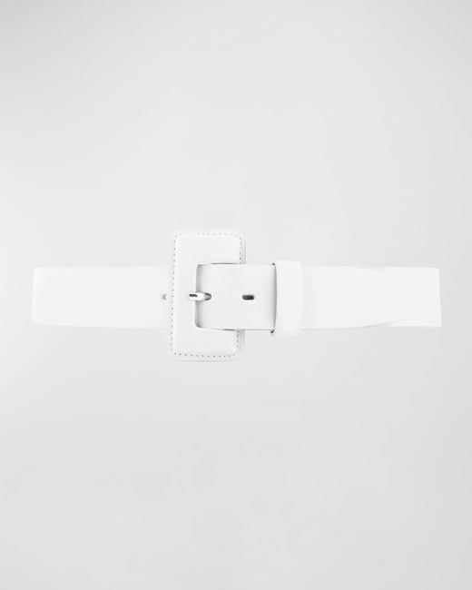 Vaincourt Paris White La Petite Merveilleuse Timeless Leather Belt With Covered Buckle