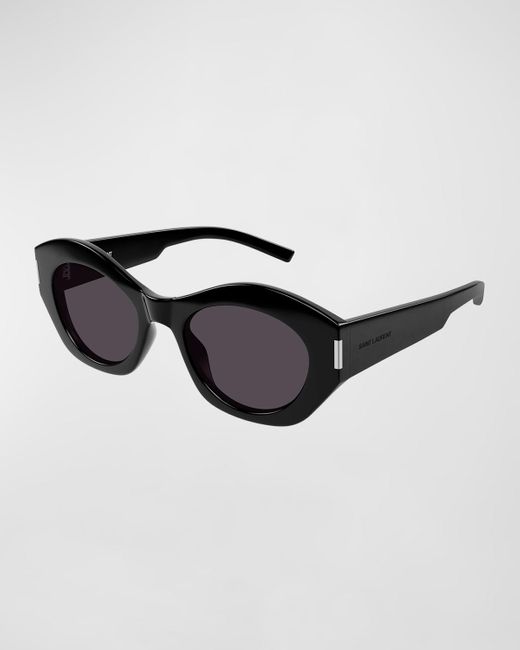 Saint Laurent Black Bold Geometrique Cat Eye Sunglasses
