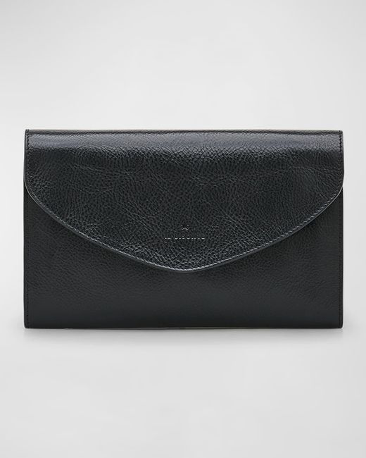 Il Bisonte Black Bigallo Envelope Flap Leather Clutch Bag