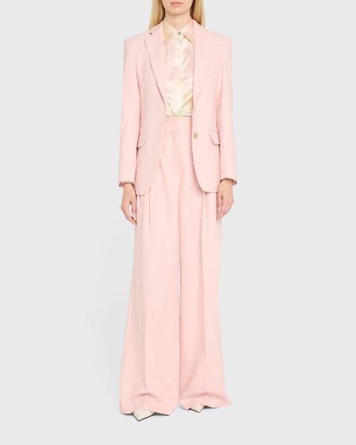 Sergio Hudson Pink Single-Breasted Wool Blazer