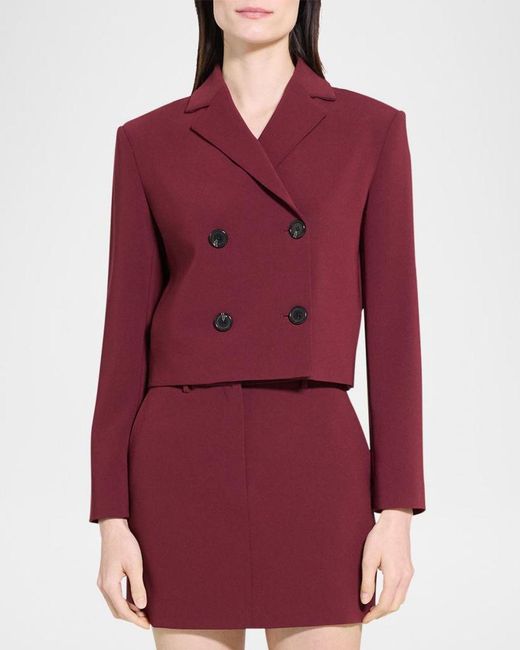 Theory Red Crop Double-Breasted Jacket