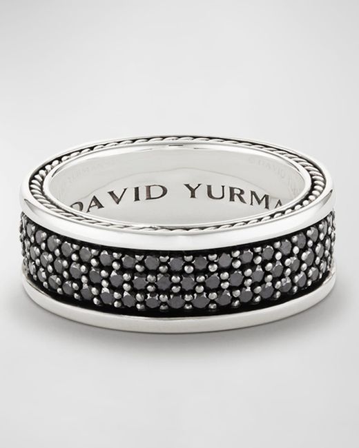 David Yurman Metallic Streamline Three-row Band Ring With Black Diamonds for men