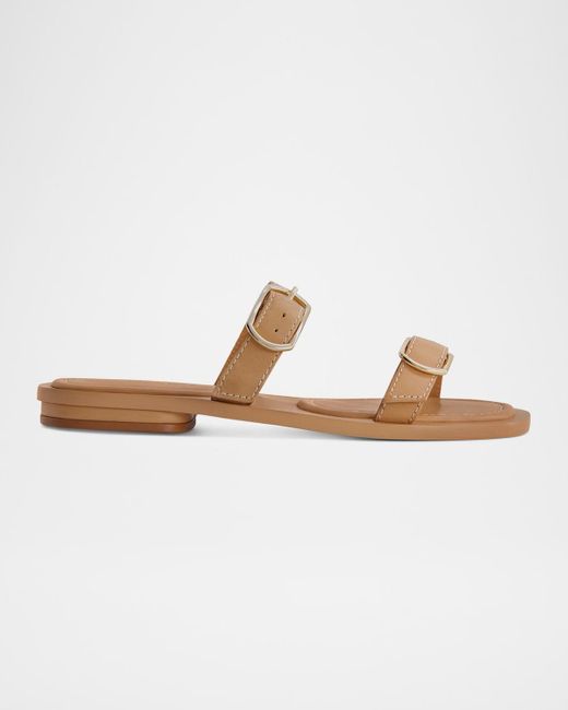 Bernardo White Arta Dual Buckle Slide Sandals