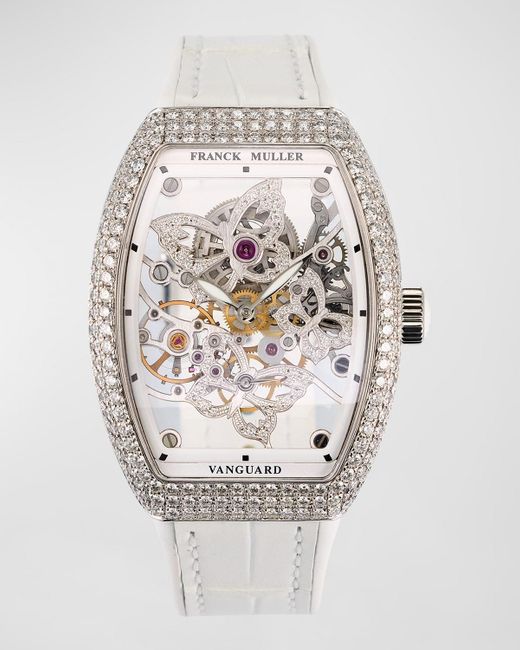 Franck Muller White Butterfly Diamond Skeleton 18K Watch Strap
