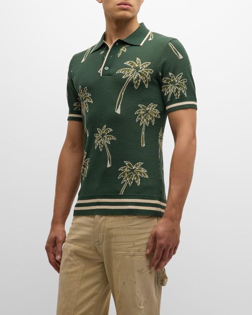 SER.O.YA Green Calan Palm Jacquard Polo Shirt for men