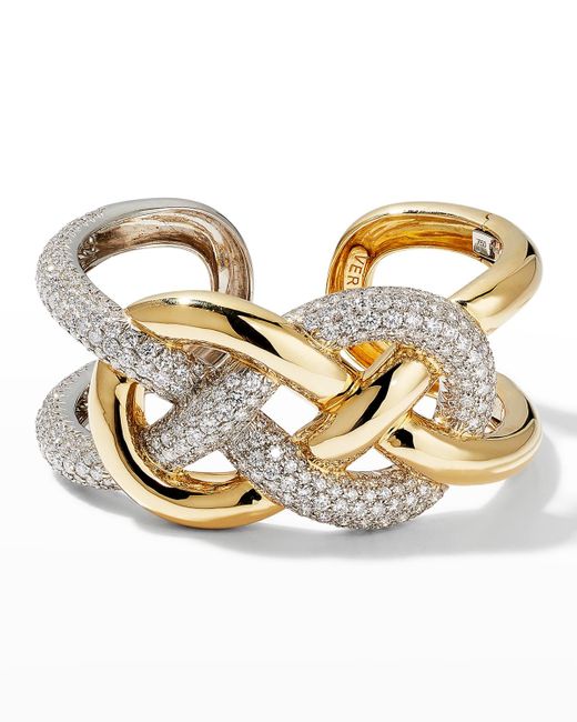 Verdura Metallic Yellow Gold And Platinum Diamond Infinity Knot Bracelet