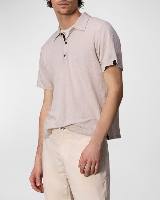 Rag & Bone Natural Taped Linen Polo Shirt for men
