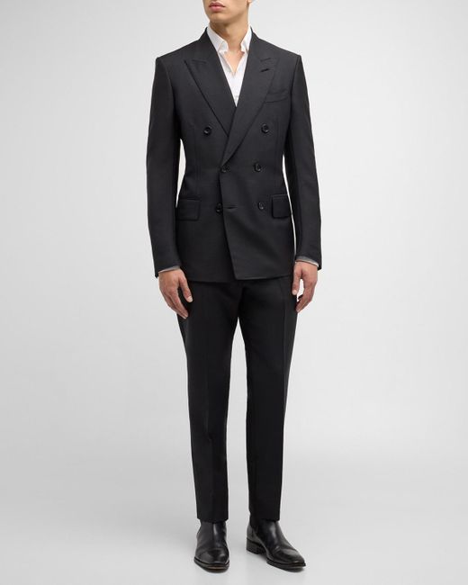 Tom Ford Black Atticus Double-Breasted Solid Suit for men