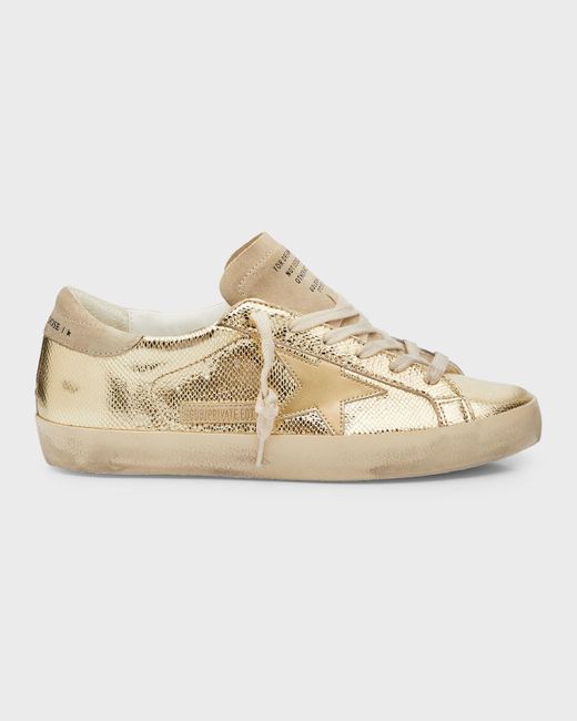 Golden Goose Superstar Metallic Embossed Low Top Sneakers in Natural Lyst
