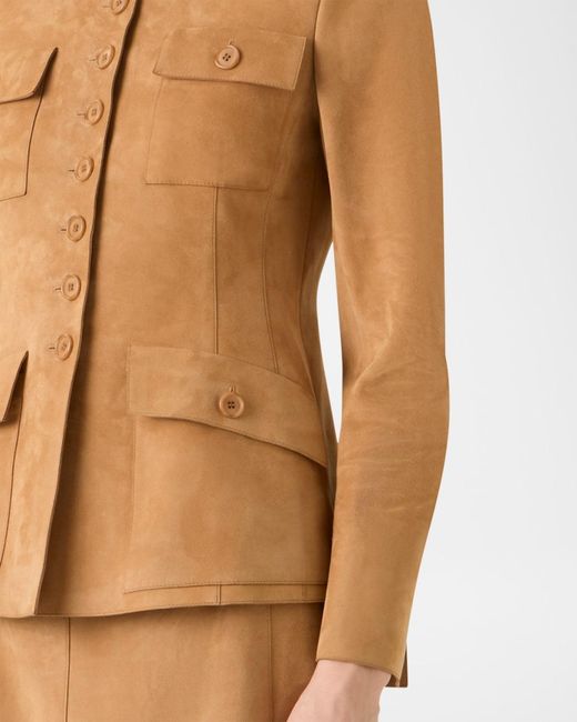 Akris Brown Delia Suede Fitted Jacket
