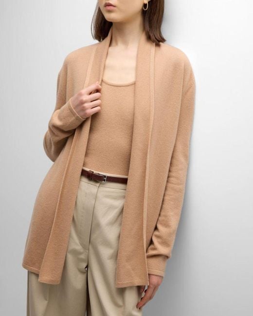 Neiman Marcus Brown Cashmere Basic Open Cardigan