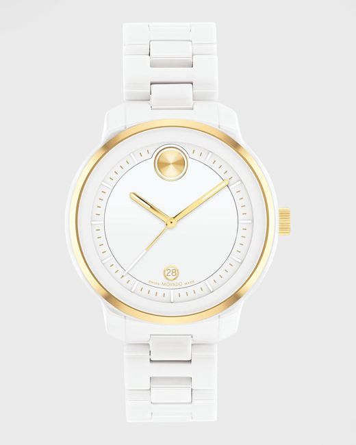 Movado White Verso Bracelet Watch With Date Window