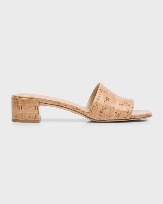 Stuart Weitzman White Cayman Cork Mule Sandals