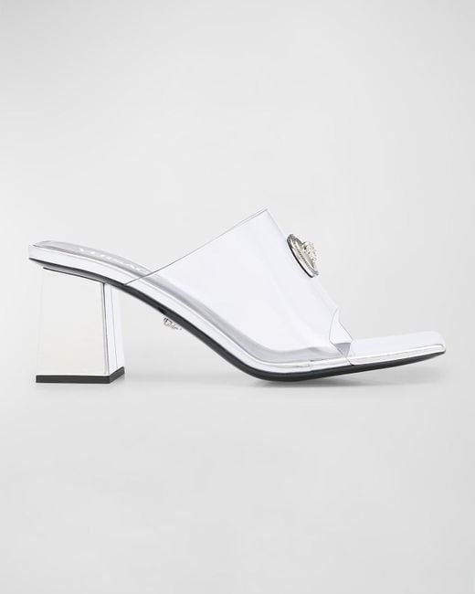 Versace White Medusa Transparent Slide Mule Sandals