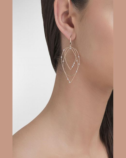 Lana Jewelry White 3-tier Drop Hoop Earrings With Diamonds