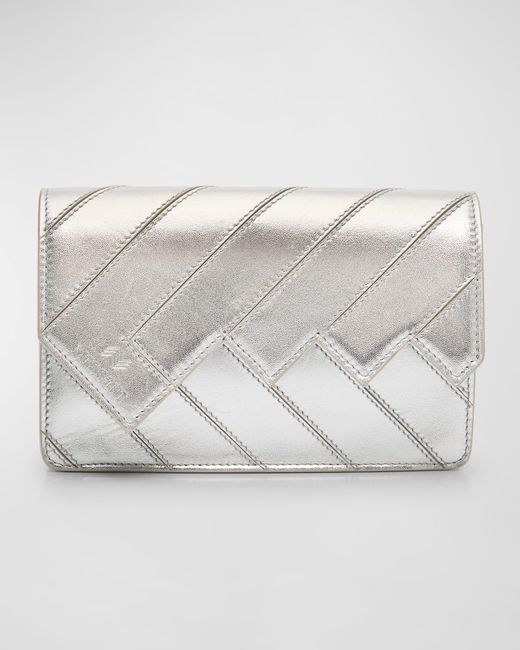 Missoni Gray Wave Metallic Leather Wallet On Chain
