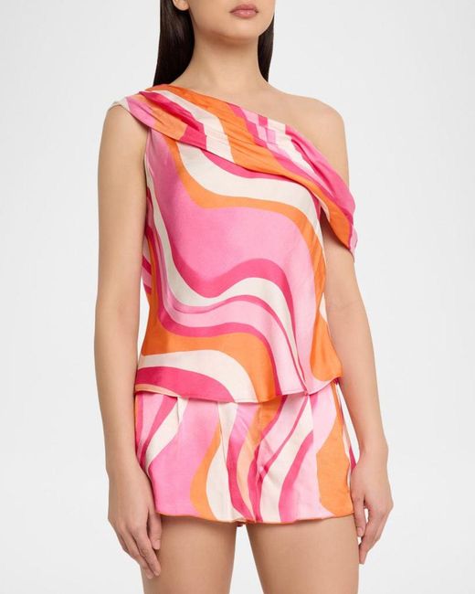 Ramy Brook Pink Sol One-Shoulder Top