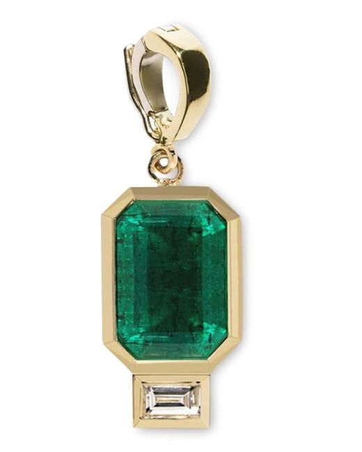 Azlee Green 18k Emerald And Baguette Diamond Charm