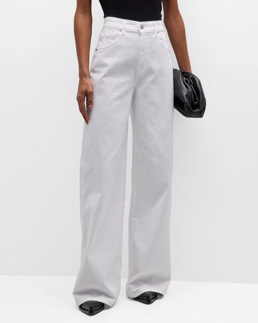AG Jeans White Deven High-Rise Ultra Wide-Leg Jeans