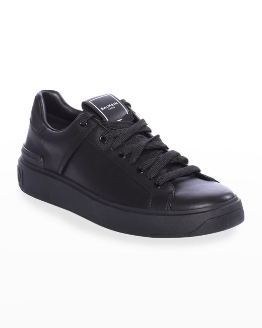 Balmain Blue B Court Leather Low-Top Sneakers for men