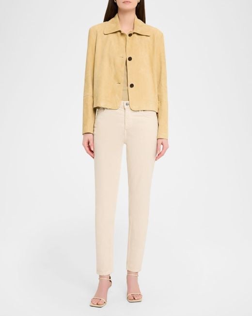 Arma Natural Emy Button-Down Goatskin Suede Jacket