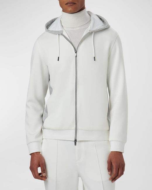 Bugatchi Gray Full-zip Hooded Jacket for men