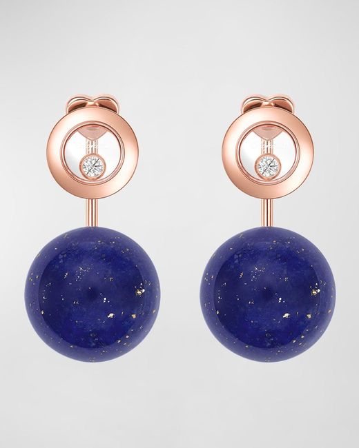 Chopard Blue Happy Diamonds Planet 18k Rose Gold Lapis Lazuli Earrings