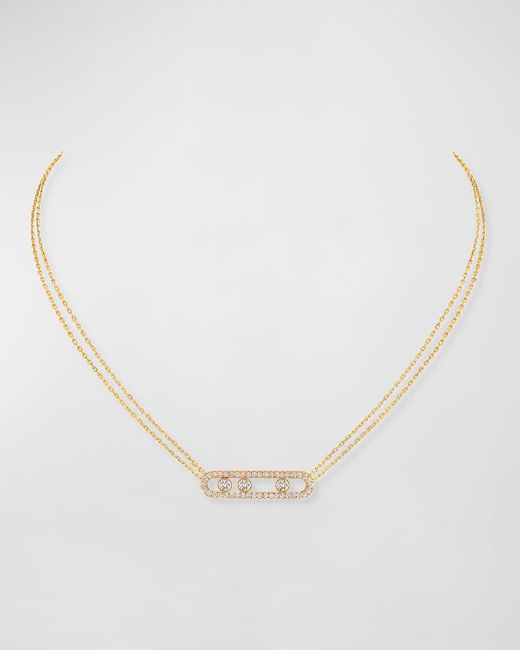 Messika White Move Pave 18k Yellow Gold Diamond Pavé Necklace