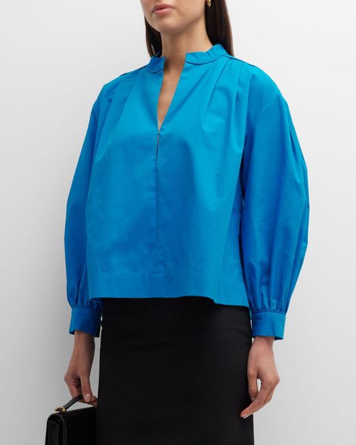 Co. Shoulder-tuck Blouson-sleeve Blouse in Blue | Lyst
